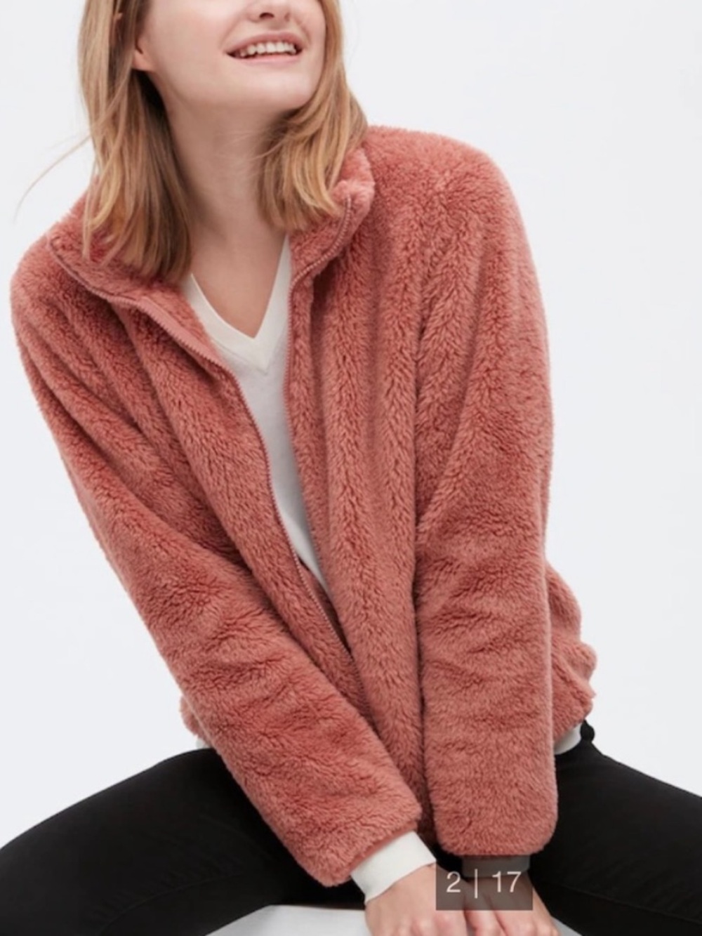 Uniqlo Women's Fluffy Yarn Fleece Full-Zip Teddy Jacket Zip Jacket